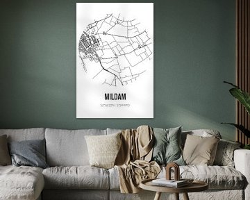 Mildam (Fryslan) | Map | Black and white by Rezona