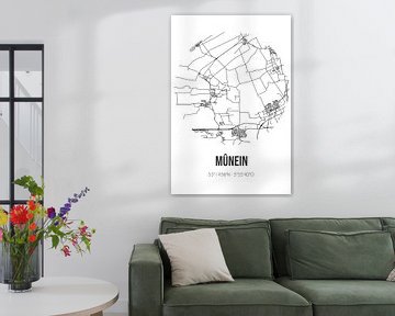 Mûnein (Fryslan) | Map | Black and white by Rezona