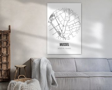 Mussel (Groningen) | Landkaart | Zwart-wit van Rezona