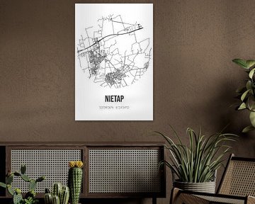 Nietap (Drenthe) | Landkaart | Zwart-wit van Rezona