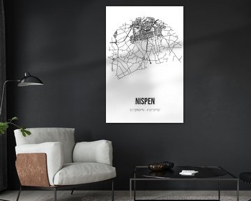 Nispen (Noord-Brabant) | Landkaart | Zwart-wit van MijnStadsPoster