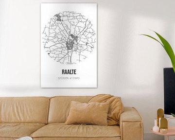 Raalte (Overijssel) | Landkaart | Zwart-wit van MijnStadsPoster