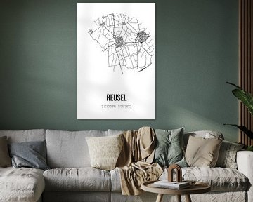 Reusel (Noord-Brabant) | Landkaart | Zwart-wit van MijnStadsPoster