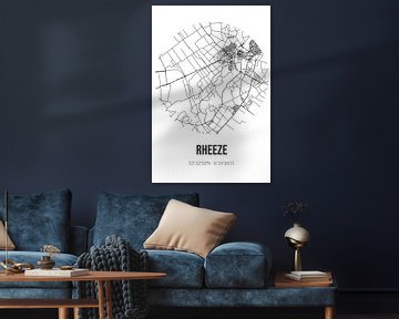 Rheeze (Overijssel) | Karte | Schwarz und Weiß von Rezona