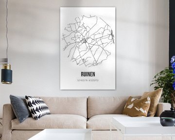 Ruinen (Drenthe) | Carte | Noir et Blanc sur Rezona