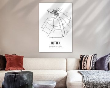 Rutten (Flevoland) | Carte | Noir et blanc sur Rezona