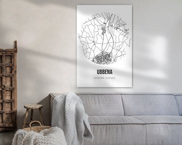 Ubbena (Drenthe) | Landkaart | Zwart-wit van MijnStadsPoster