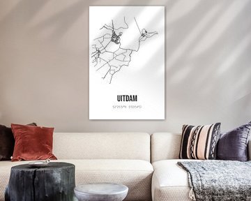 Uitdam (Noord-Holland) | Landkaart | Zwart-wit van Rezona