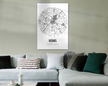 Veghel (Noord-Brabant) | Landkaart | Zwart-wit van MijnStadsPoster