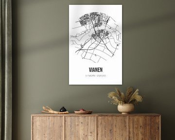 Vianen (Utrecht) | Map | Black and white by Rezona