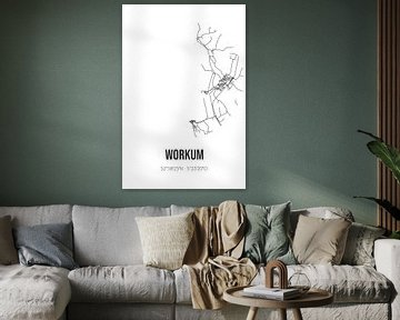 Workum (Fryslan) | Landkaart | Zwart-wit van Rezona