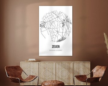 Zeijen (Drenthe) | Landkaart | Zwart-wit van Rezona