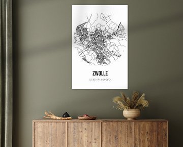 Zwolle (Overijssel) | Landkaart | Zwart-wit van MijnStadsPoster