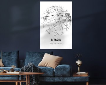 Blessum (Fryslan) | Landkaart | Zwart-wit van Rezona