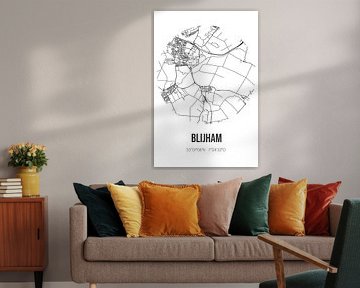 Blijham (Groningen) | Carte | Noir et Blanc sur Rezona