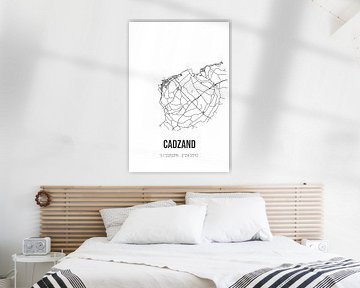Cadzand (Zeeland) | Landkaart | Zwart-wit van MijnStadsPoster