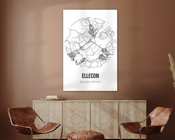 Ellecom (Gelderland) | Landkaart | Zwart-wit van MijnStadsPoster