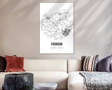 Foudgum (Fryslan) | Landkaart | Zwart-wit van Rezona