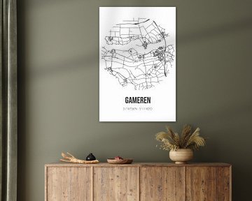 Gameren (Gelderland) | Landkaart | Zwart-wit van Rezona