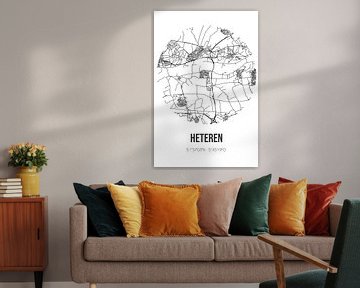 Heteren (Gelderland) | Landkaart | Zwart-wit van Rezona