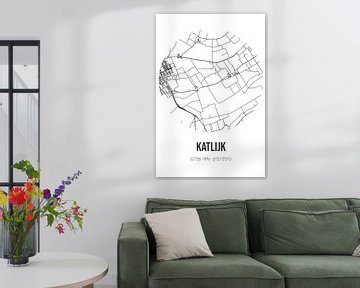 Katlijk (Fryslan) | Map | Black and white by Rezona