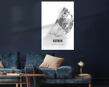 Katwijk (Zuid-Holland) | Landkaart | Zwart-wit van MijnStadsPoster