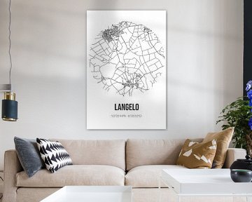 Langelo (Drenthe) | Landkaart | Zwart-wit van Rezona