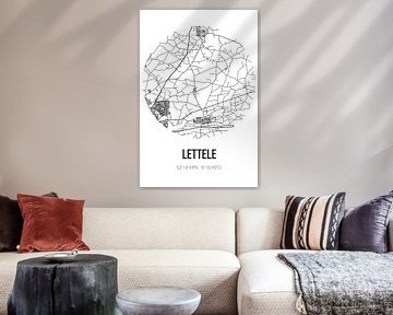 Lettele (Overijssel) | Landkaart | Zwart-wit van MijnStadsPoster