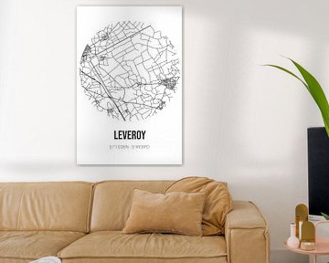 Leveroy (Limburg) | Landkaart | Zwart-wit van MijnStadsPoster