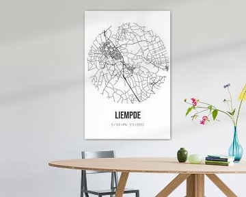 Liempde (Noord-Brabant) | Landkaart | Zwart-wit van MijnStadsPoster