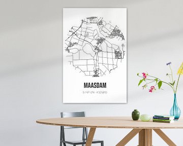 Maasdam (Zuid-Holland) | Landkaart | Zwart-wit van MijnStadsPoster