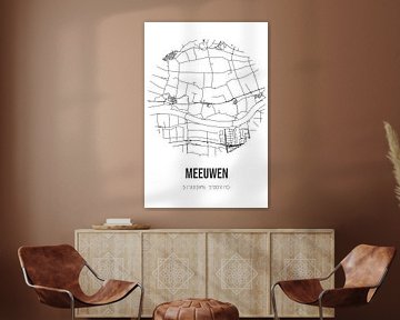 Meeuwen (Noord-Brabant) | Landkaart | Zwart-wit van MijnStadsPoster