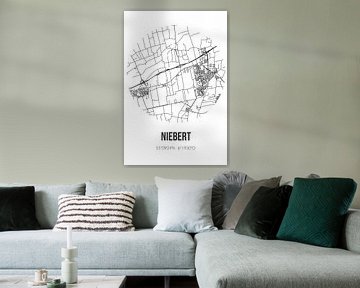 Niebert (Groningen) | Landkaart | Zwart-wit van MijnStadsPoster