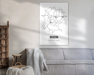 Niekerk (Groningen) | Landkaart | Zwart-wit van MijnStadsPoster
