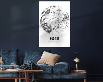Oud Ade (Südholland) | Landkarte | Schwarz und weiß von Rezona