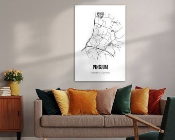 Pingjum (Fryslan) | Landkaart | Zwart-wit van Rezona