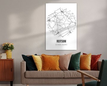 Reitsum (Fryslan) | Map | Black and white by Prints of Place