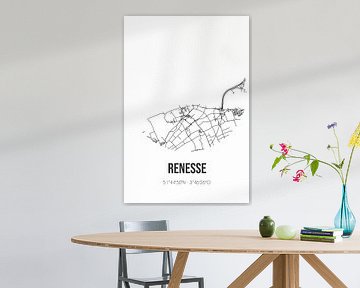 Renesse (Zeeland) | Karte | Schwarz und weiß von Rezona