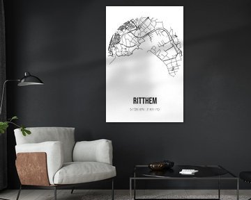 Ritthem (Zeeland) | Map | Black and white by Rezona