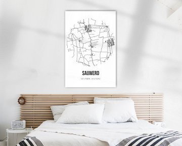 Sauwerd (Groningen) | Landkaart | Zwart-wit van Rezona