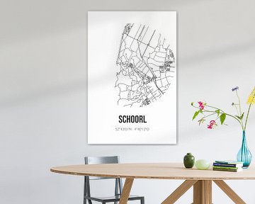 Schoorl (Noord-Holland) | Karte | Schwarz-Weiß von Rezona