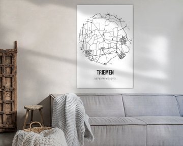 Triemen (Fryslan) | Map | Black and white by Rezona