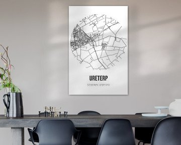 Ureterp (Fryslan) | Karte | Schwarz und Weiß von Rezona