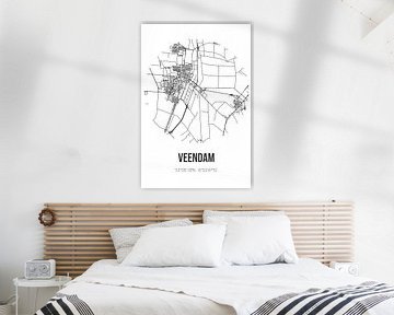Veendam (Groningen) | Map | Black and white by Rezona