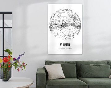 Vlijmen (Noord-Brabant) | Landkaart | Zwart-wit van MijnStadsPoster