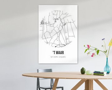 't Waar (Groningen) | Landkaart | Zwart-wit van MijnStadsPoster