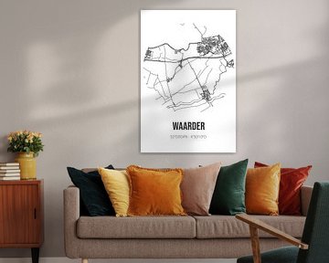 Waarder (Zuid-Holland) | Landkaart | Zwart-wit van MijnStadsPoster