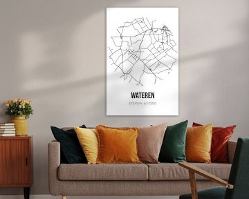 Wateren (Drenthe) | Landkaart | Zwart-wit van MijnStadsPoster