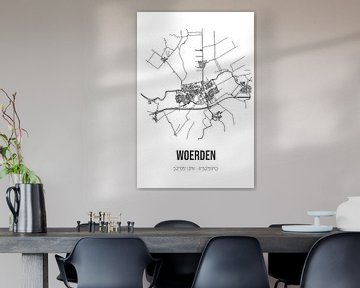 Woerden (Utrecht) | Landkaart | Zwart-wit van MijnStadsPoster