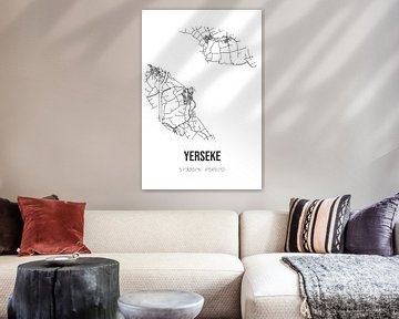 Yerseke (Zeeland) | Landkaart | Zwart-wit van MijnStadsPoster